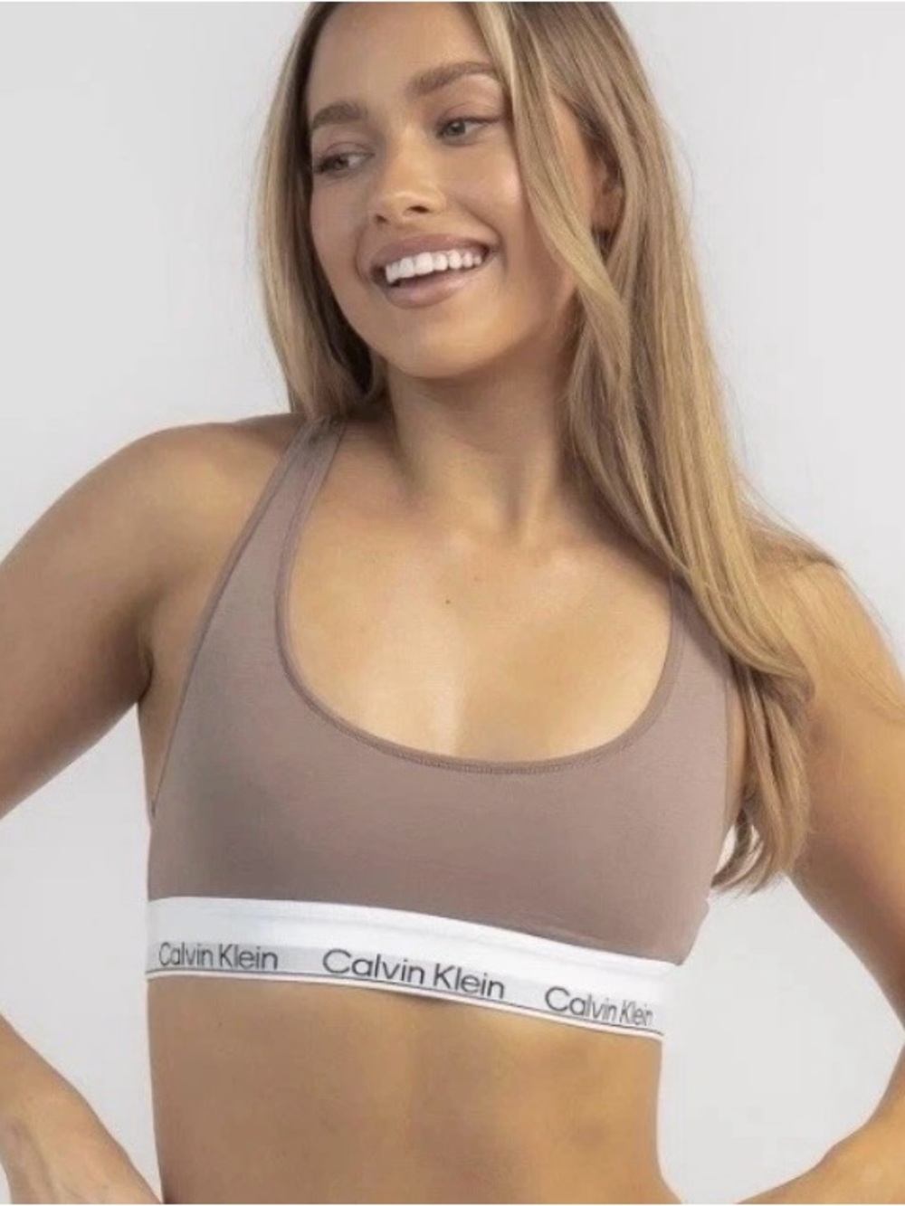 Calvin Klein Women's Modern Cotton Unlined Bralette,TAUPE. small. FREE SHIPPING